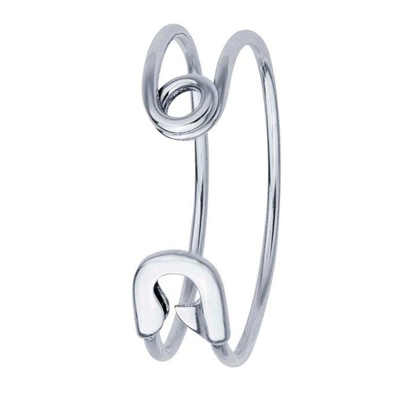 Sterling Silver Safety Pin-Style Cuff Bracelet - Picture 3 of 4